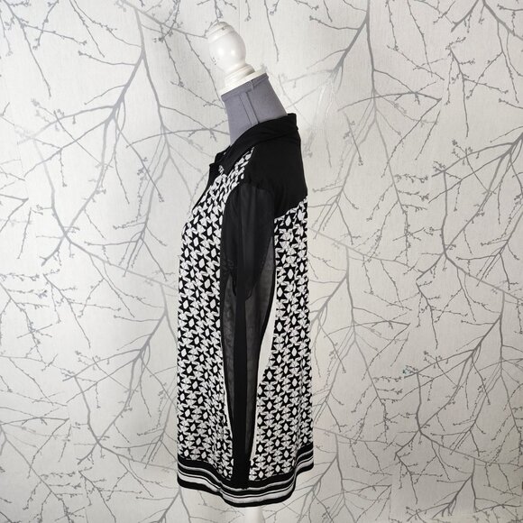 Style & Co Black White Geometric Print Stretch Knit Collared Tunic - Picture 2 of 5